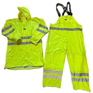 Helly Hansen Workwear Alta Hi Vis Waterproof Rain Jacket and Bib Overalls XXL